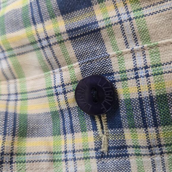 Y2K Liz Claiborne Cream Navy Plaid Linen Blend Retro Sportswear Skort Size 14 - Picture 6 of 8